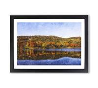 Connecticut Forest and Lake Painting Framed Print | A2 Black Framed Wall Art | Ready to Hang | Modern Landscape Picture | Living Room Bedroom Lounge Office