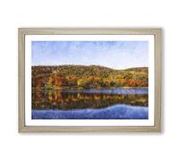 Connecticut Forest and Lake Painting Framed Print | A2 Oak Framed Wall Art | Ready to Hang | Modern Landscape Picture | Living Room Bedroom Lounge Office