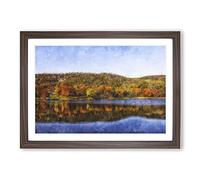 Connecticut Forest and Lake Painting Framed Print | A2 Walnut Framed Wall Art | Ready to Hang | Modern Landscape Picture | Living Room Bedroom Lounge Office