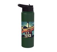Connecticut Lighthouse and Cottage Art Stainless Steel Insulated Water Bottle