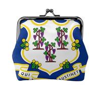 Connecticut State Flag Coin Purses, Change Purse Wallets, For Festivals And Special Occasions, Black, One Size, Art Deco