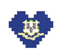 Connecticut State Flag Print 3D Jigsaw Art Brick Puzzle Heart-Shaped Desk Decor Building Blocks 30 pieces DIY Gift