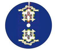 Connecticut State Flag Print Christmas Tree Skirt, Winter Xmas Tree Mat Decorations For Home Party Holiday Decorations