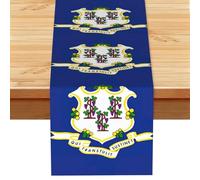 Connecticut State Flag Print Decorative Table Runner For Long Kitchen Dinner Table, Seasonal Party Home Decor 183cm