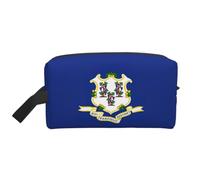 Connecticut State Flag Print Large Capacity Travel Toiletry Bag Unisex Daily Storage Portable Cosmetic Pouch