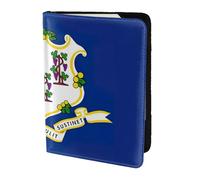 Connecticut State Flag Print Passport Holder, Slim Lightweight Travel Document Protector for Men Women Present