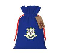 Connecticut State Flag Print Reusable Eco-Friendly Gift Drawstring Bag For Party Favors Seasonal Celebrations