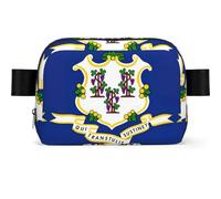 Connecticut State Flag Print Square Bumbag Fanny Pack for Men Women Adjustable Belt Bag Waterproof Cross Body Bag Chest Bag