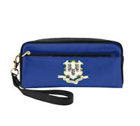 Connecticut State Flag Print Stylish Makeup Bag Girls Students Waterproof Cosmetic Pouch Stationery Toiletry