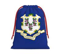Connecticut State Flag print Super soft velvet Christmas bag, fit for Halloween promotion and daily storage