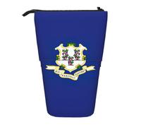 Connecticut State Flag Print Telescopic Adjustable Pencil Case Lightweight Organizer for Office Travel Pen Bag