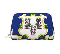 Connecticut State Flag Printed Zippered Toiletry Bag, Wide Open Storage Case for Personal Care Items and Cosmetics