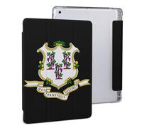 Connecticut State Flag Tri-fold Tablet Case Compatible with IPAD Pro 2020 （11in）/2020 （10.2in）/2020 AIR 4 （10.9in）/Pro 2021 （11in） Soft Protective with Pen Slot