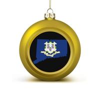 Connecticut State Logo Shiny Christmas Ball Ornaments for Xmas Tree Hanging Balls Holiday Party Decoration 1PCS