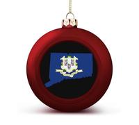 Connecticut State Logo Shiny Christmas Ball Ornaments for Xmas Tree Hanging Balls Holiday Party Decoration 4PCS