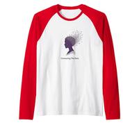 Connecting The Dots: Artistic Profile Silhouette Raglan Baseball Tee, Men, Red/White, M