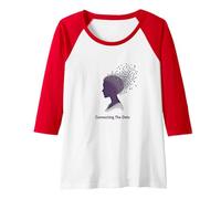 Connecting The Dots: Artistic Profile Silhouette Raglan Baseball Tee, Women, Red/White, M