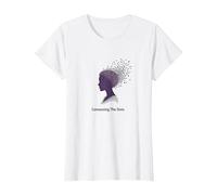 Connecting The Dots: Artistic Profile Silhouette T-Shirt, Women, White, XL