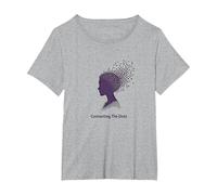 Connecting The Dots: Artistic Profile Silhouette T-Shirt, Women's Plus, Heather Grey, 1X