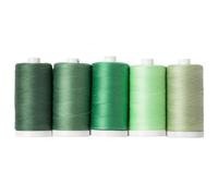 Connecting Threads 100% Cotton Thread Sets for Sewing and Quilting - Large 1200 Yard Spools (Set of 5 - Eucalyptus Grove)