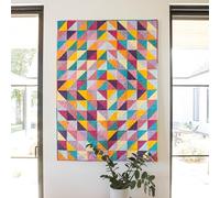 Connecting Threads Beginner Lap Throw Quilt Kit (40.5" x 56.5") - Half-Square Triangle Fun (Chambray Tonal)