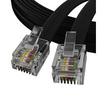 ConnectingU® 15m long Black ADSL Modem Cable - Premium Quality with Gold Plated Contact Pins, Ideal for High Speed Internet Broadband Routers/Modems to RJ11 Phone Socket DSL Microfilter.