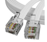 ConnectingU® 20m long White ADSL Modem Cable - Premium Quality with Gold Plated Contact Pins, Ideal for High Speed Internet Broadband Routers/Modems to RJ11 Phone Socket DSL Microfilter.