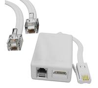 ConnectingU® ADSL Micro Filter/Splitter with Tail Bundled with 5m long White RJ11 Premium Quality Modem Cable with Gold Plated Contact Pins Male to Male.