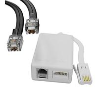 ConnectingU® ADSL Micro Filter/Splitter with Tail Bundled with 7.5m long Black RJ11 Premium Quality Modem Cable with Gold Plated Contact Pins Male to Male.