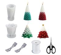 CONNECTION 2 Pcs Christmas Candle Moulds Silicone Candle Molds Set with 1 Roll Candle Wicks Metal Candle Wick Holder Scissors 3D Christmas Tree Candle Moulds for Candle Making Decoration Home Crafts