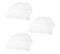 CONNECTION 3 Pack Food Covers Mesh Pop Up 32 × 32 cm Food Net Cover Reusable and Collapsible Food Nets Mesh Food Cover Food Fly Nets for kitchen Outdoor Fruit Food Picnic Parties Camping (White)
