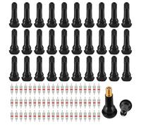 CONNECTION 30 TR414 Tyre Valve Stem + 60 Cores, Zinc Alloy Schrader Valves Snap-in Valve Stems with Dust Cap Universal Fit for Tubeless Rim Holes on Standard Car, Motorcycle, Bike Wheels