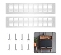 CONNECTION Air Vent Grille Cover 2 Pcs Aluminum Alloy Ventilation Grilles 8 x 40 CM Air Vent Covers for Walls Rectangle Kitchen Plinth Vent Cover Cupboard Vents for Kitchen,Bathroom(Silver)