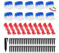 Connection Clamps for Robotic Lawnmower Set, 50 Pegs + 10 Waterproof Cable Connectors + 10 Branch Connectors, Universal Boundary Wire, Lawn Robot Accessory Set, Waterproof Cable Clips, Robotic