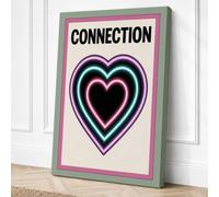 Connection in Neon Hearts Canvas Wall Art Print 18x12 Inch (46 x 30 cm)