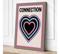 Connection in Neon Hearts Canvas Wall Art Print 24x16 Inch (61 x 41 cm)
