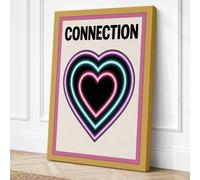 Connection in Neon Hearts Canvas Wall Art Print 30x20 Inch (76 x 51 cm)