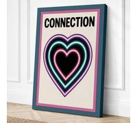 Connection in Neon Hearts Canvas Wall Art Print 30x20 Inch (76 x 51 cm)