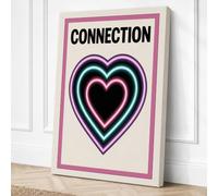 Connection in Neon Hearts Canvas Wall Art Print 36x24 Inch (91 x 61 cm)