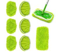 CONNECTION Moist Floor Mop for Swiffer Sweeper Mop, Reusable Moist Floor Cloths, Removable and Washable Microfibre Mop Cover, Wet and Dry Use for All Sweeping Houses (Green, Pack of 6)