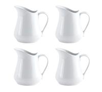 CONNECTION Set of 4 Milk Jugs Porcelain White 80 ml Milk Jug Small Milk Jug Ceramic with Handle Mini Jug Cream Jug for Milk Coffee Cappuccino Latte Art Sauces Café Kitchen Office Bar