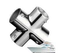 Connector for Nautical Tubes, Stainless Steel 4 Way Adapter | Nautical Handrail Accessory | For Yacht Boats Outdoor Jetty Bridges Systems Guardrail Railings Systems