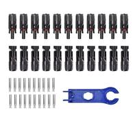 Connector for Solar Panels, 10 Pairs of Solar Panel Adapter Plugs, Robust Wiring Set with Wire Stripper and Key for Home, Motorhome, Garden