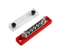 Connectors for Cars Motorhomes Trucks Boats Solar Power Systems 100a 48v Dc Busbar Distribution Block Kit with M8 - Fireproof Nylon Base Nickel-Plated Brass Rails 7-pin Circuit Bus(RED)