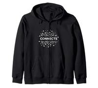 Connects - Modern Network Nodes Line Art Zip Hoodie