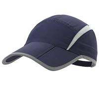 Connectyle Foldable Mesh Sports Cap with Reflective Stripe Breathable Sun Runner Cap, Navy Blue, One size
