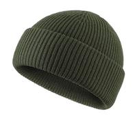 Connectyle Short Fisherman Beanie Hats for Men Women Acrylic Winter Warm Hat Knit Cuffed Beanies Watch Cap, Army Green, One size