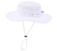 Connectyle Wide Brim Sun Hat for Men Breathable Cowboy Boonie Hat UPF 50+ Sun Protection Bucket Hat for Fishing Hiking, White, L