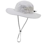 Connectyle Women's UPF 50+ Safari Sun Hat Breathable UV Protection Bucket Hat Summer Outdoor Wide Brim Hiking Gardening Hat, Light Grey, L