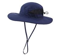 Connectyle Women's UPF 50+ Safari Sun Hat Breathable UV Protection Fishing Hat Summer Outdoor Wide Brim Hiking Gardening Hat, Navy Blue, L